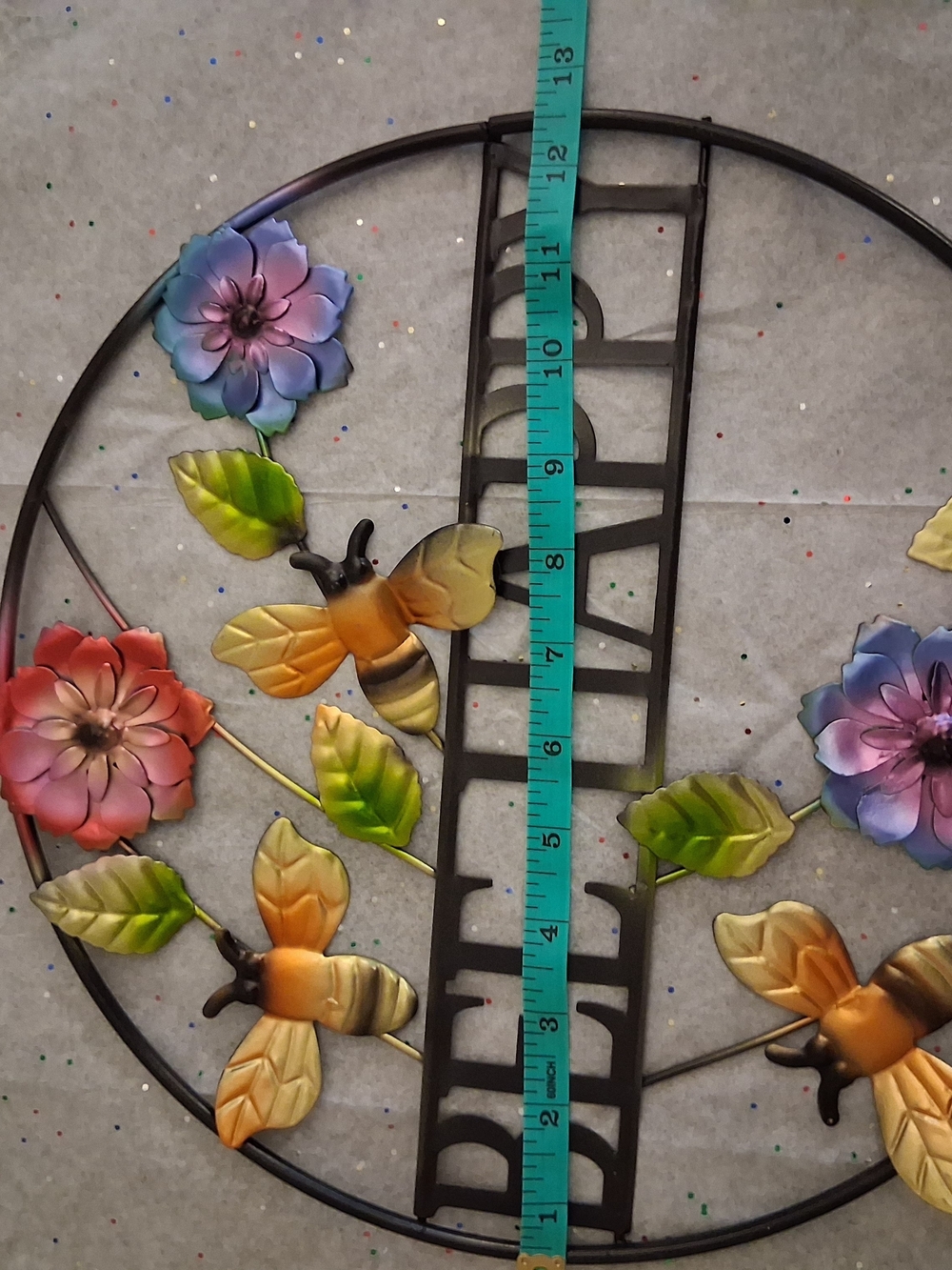 Bee Happy Metal Floral Hanging Decor - Multicolor - Picture 3 of 4